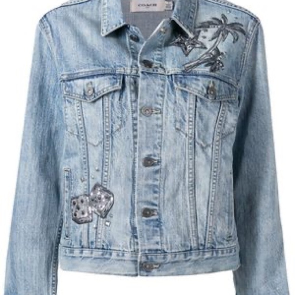 NWT Rare COACH Designer Jean Jacket w/ Sequins XL